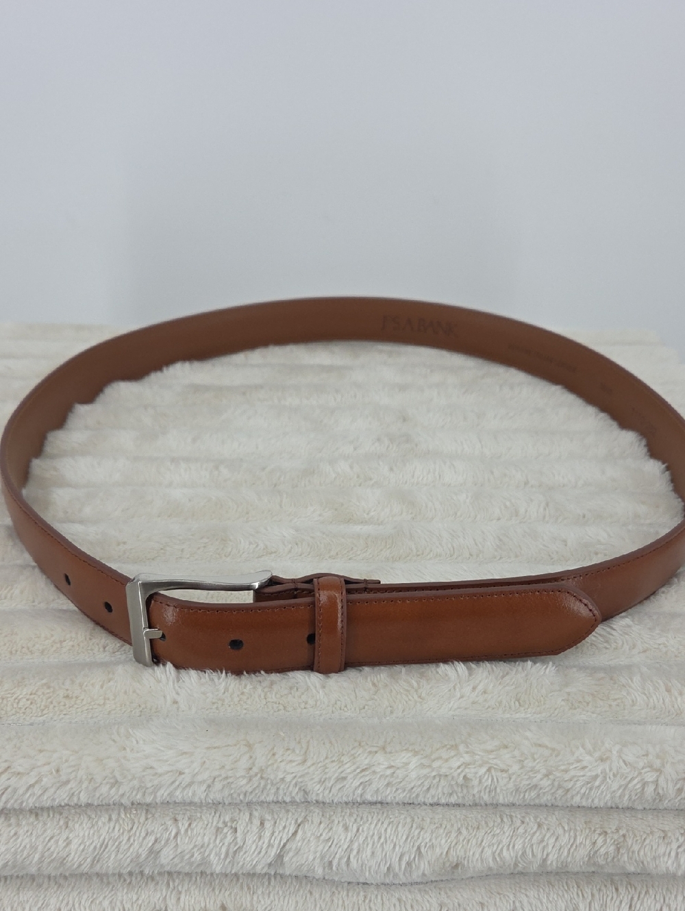 Jos. A. Bank Brown Leather Belt with Silver Buckle
